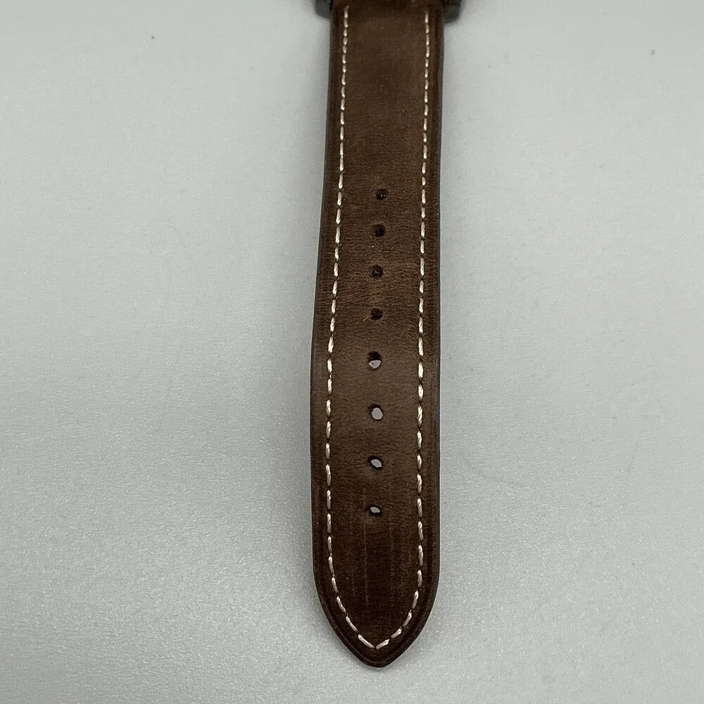 Seiko Mens Watch 40mm Chipped Crystal Leather Day Date 7N43-0A20 New Battery